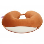 VIAGGI U Shape Round Memory Foam Soft Travel Neck Pillow for Neck Pain Relief Cervical Orthopedic Use Comfortable Neck Rest Pillow - Tangerine